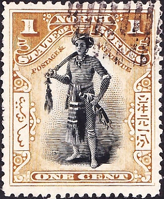 Северное Борнео 1894 год . Вождь даяков . Каталог 9,50 £.
