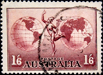 Австралия 1937 год . Гермес и Глобус , авиапочта . Каталог 2,50 €. (2)