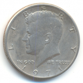 США 1/2 доллара (50 центов) 1971 год, без м.д., Кеннеди; _250_