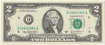 2$ доллара 2003 г. UNC Номер - Год рождения 1961г.
