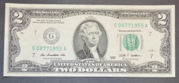 2$ доллара 2009 г. UNC Номер - Год рождения 1955г.