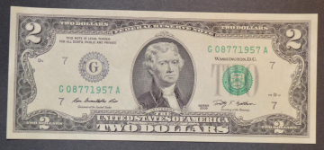 2$ доллара 2009 г. UNC Номер - Год рождения 1957г.