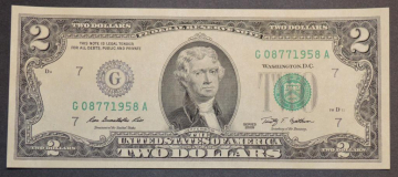 2$ доллара 2009 г. UNC Номер - Год рождения 1958г.