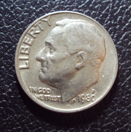 США 10 центов 1 дайм 1980 p год.