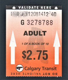 Билет городского транспорта Калгари Канада.