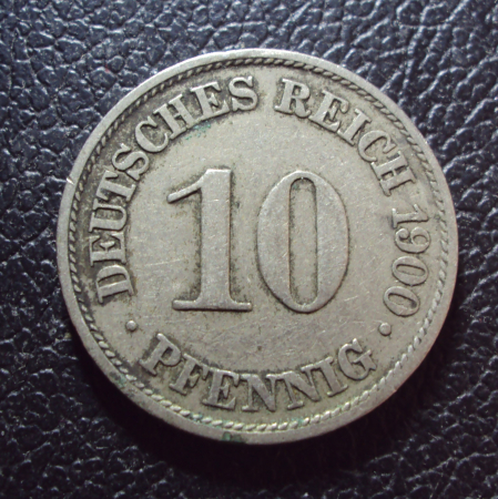 Германия 10 пфеннигов 1900 a год.