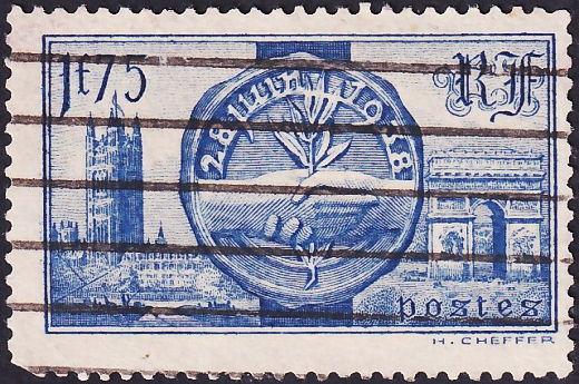 Франция 1938 год . Визит британских монархов . Каталог 1,40 £. (1)