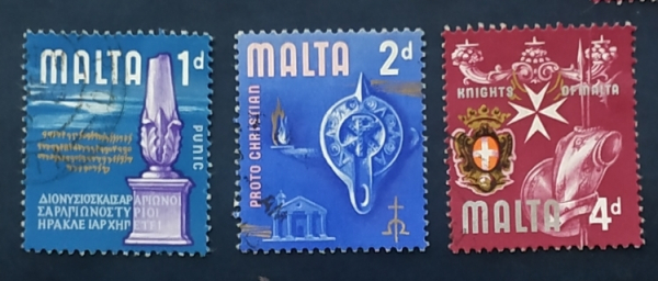 Мальта 1965 История Мальты Sc# 313, 315, 318 Used
