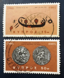Кипр 1966 История Археология Sc#281, 287  Used