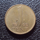 Нидерланды 1 цент 1969 год.