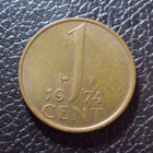 Нидерланды 1 цент 1974 год.