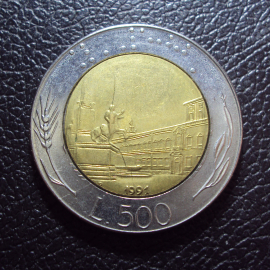 Италия 500 лир 1991 год.