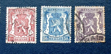 Бельгия 1935-48 Герб Sc# 275, 280, 282 Used