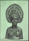 Открытка СССР 1957 г. Женщина в головном уборе. Индонезия маска божество чистая