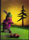 Открытка 1970-е Куклы кукла игрушки охота охотник шляпа ружье собака ф. Цонева иностранная чистая
