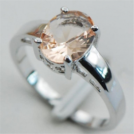 Роскошное серебряное кольцо с топазом "шампанское" штамп S925 размер 18