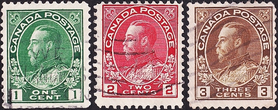 Канада 1911-18 годы . Король Георг V в адмиральской форме часть серии . Каталог 2,0 £. (2)
