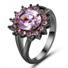 Роскошное кольцо с розовым сапфиром в черном золоте 18КGF размер 19