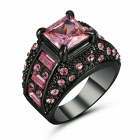 Роскошное кольцо с розовым сапфиром в чёрном золоте размер 17