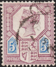 Великобритания 1888 год . Королева Виктория . 005 p. Каталог 15 £ . (8) 