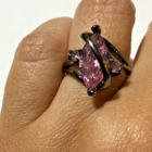Роскошное кольцо с розовым сапфиром в черном золоте 18КGF размеры 16,5 штамп 925