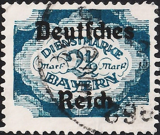 Германия , Рейх . 1920 год . Баварские марки с надписью "Немецкий рейх" , 2,5 m . Каталог 3,0 £ .