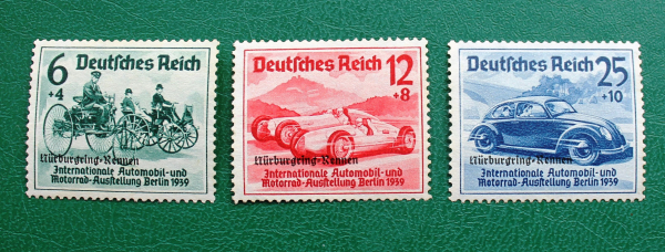 Германия Третий Рейх 1939 Автогонки в Нюрнбурге Sc# В141-В143 MNH