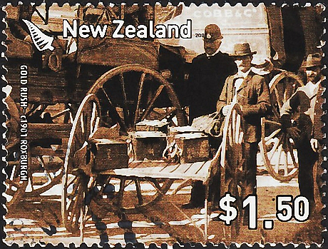 Новая Зеландия 2006 год . Золотая лихорадка , Последний эскорт Отаго . Каталог 2,50 £ .