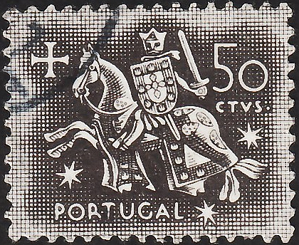 Португалия 1953 год . Рыцарь на коне (с печати короля Диниса) 50 c .