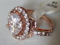 Роскошное кольцо с сапфиром и топазами в розовом золоте 18КGF размер 18 - вид 2
