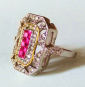 Роскошное кольцо с рубинами в белом золоте 18КGF размер 18,5 - вид 1