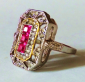 Роскошное кольцо с рубинами в белом золоте 18КGF размер 18,5 - вид 3