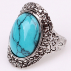 Элегантное кольцо с бирюзой в тибетском серебре размер 18
