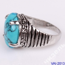 Очаровательное кольцо с бирюзой в тибетском серебре размер 19