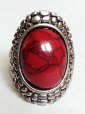 Элегантное кольцо с красной бирюзой в тибетском серебре размер  19 - вид 1