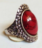 Элегантное кольцо с красной бирюзой в тибетском серебре размер  19 - вид 3