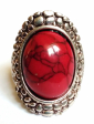 Элегантное кольцо с красной бирюзой в тибетском серебре размер  19 - вид 4