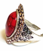 Элегантное кольцо с красной бирюзой в тибетском серебре размер  19 - вид 5