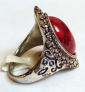 Элегантное кольцо с красной бирюзой в тибетском серебре размер  19 - вид 6