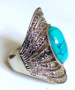 Элегантное кольцо с бирюзой в тибетском серебре размер 19 - вид 3
