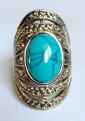 Элегантное кольцо с бирюзой в тибетском серебре размер 19 - вид 4