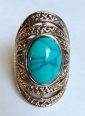 Элегантное кольцо с бирюзой в тибетском серебре размер 19 - вид 6