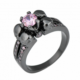 Роскошное кольцо с розовым сапфиром в черном золоте 18КGF размеры 18 и 19,5 