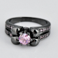 Роскошное кольцо с розовым сапфиром в черном золоте 18КGF размеры 18 и 19,5  - вид 1