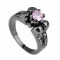 Роскошное кольцо с розовым сапфиром в черном золоте 18КGF размеры 18 и 19,5  - вид 2