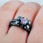 Роскошное кольцо с розовым сапфиром в черном золоте 18КGF размеры 18 и 19,5  - вид 3