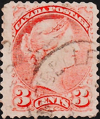Канада 1870 год . Queen Victoria . 3 c . Каталог 50,0 £ . (2)