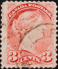 Канада 1870 год . Queen Victoria . 3 c . Каталог 50,0 £ . (2)
