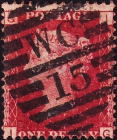 Великобритания 1864 год . Королева Виктория 1 p , пл. 94 . Каталог 6,0 £ . (023)