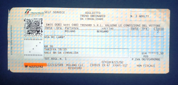 Билет на электропоезд Милан Бергамо Италия ЖД Электричка Железная дорога 2019